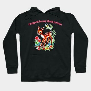 Trapped In My Flesh Prison  / Retro 80s Style Cartoon Nihilism Design Hoodie